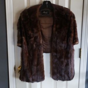 Brown Real Fur Shawl